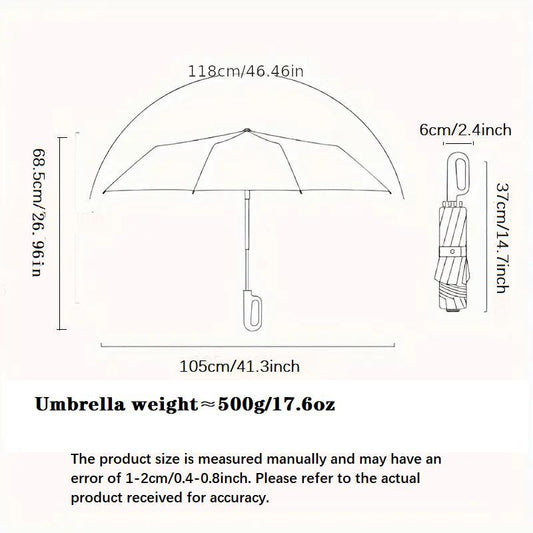 Foldable Rainproof Automatic Umbrella, 1 Count Ring Buckle Windproof Rainproof Reinforced Umbrella, Innovative Sun-Protection Folding Umbrella for Women, Pocket Umbrella, Suitable for Rainy Days Outdoor Travel, Innovative Household Items