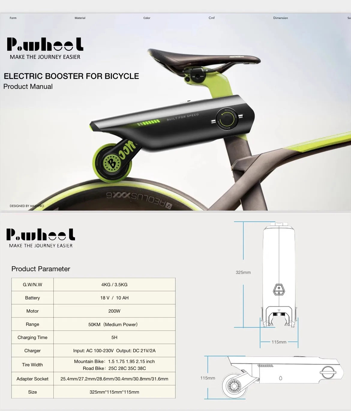 P-Wheel Elektrisk Cykelbooster Kit - Gör din vanliga cykel till en elcykel på sekunder