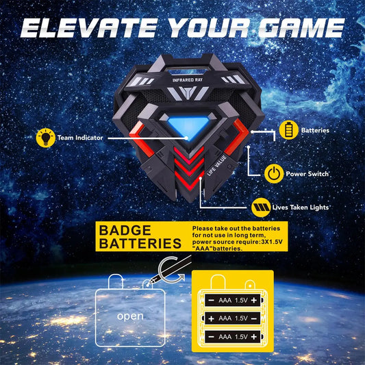 VATOS Laser Tag Set med 4 Västar | Lasertag spel för Barn & Familj