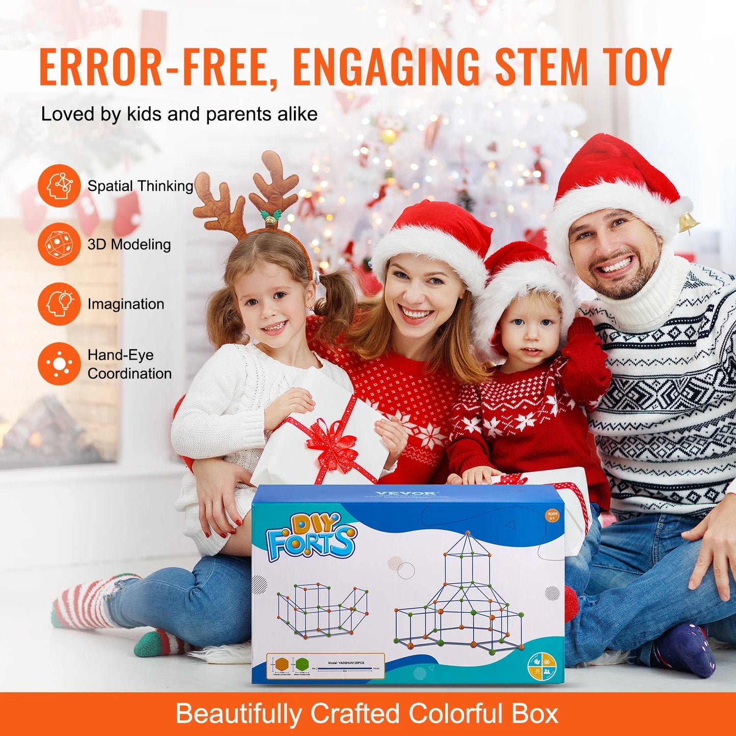 SucceBuy byggklossar för barn | Kreativt inomhus byggtält med 80 pinnar och 40 bollar