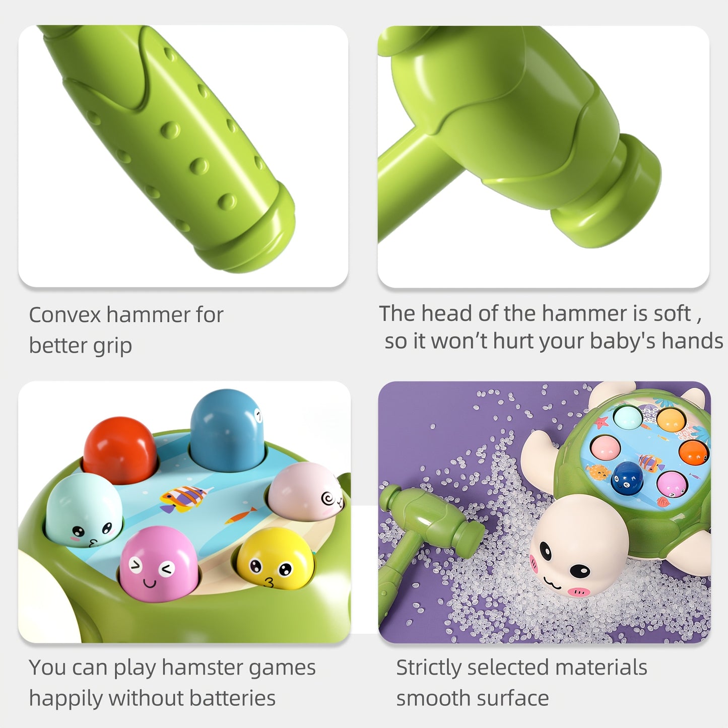 Interaktivt sköldpaddsspel med hammare | Pedagogisk bordsleksak för hand–öga-koordination – Multiplayer med 2 hammare