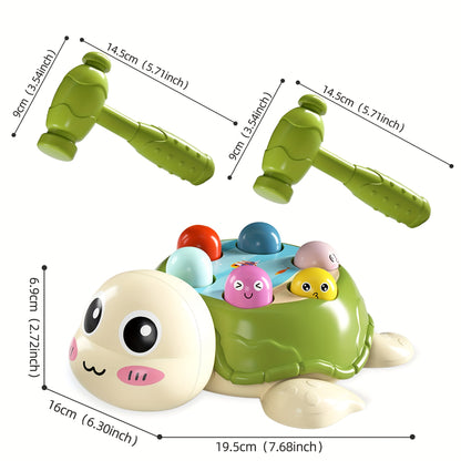 Interaktivt sköldpaddsspel med hammare | Pedagogisk bordsleksak för hand–öga-koordination – Multiplayer med 2 hammare