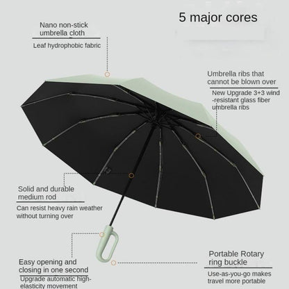 Foldable Rainproof Automatic Umbrella, 1 Count Ring Buckle Windproof Rainproof Reinforced Umbrella, Innovative Sun-Protection Folding Umbrella for Women, Pocket Umbrella, Suitable for Rainy Days Outdoor Travel, Innovative Household Items