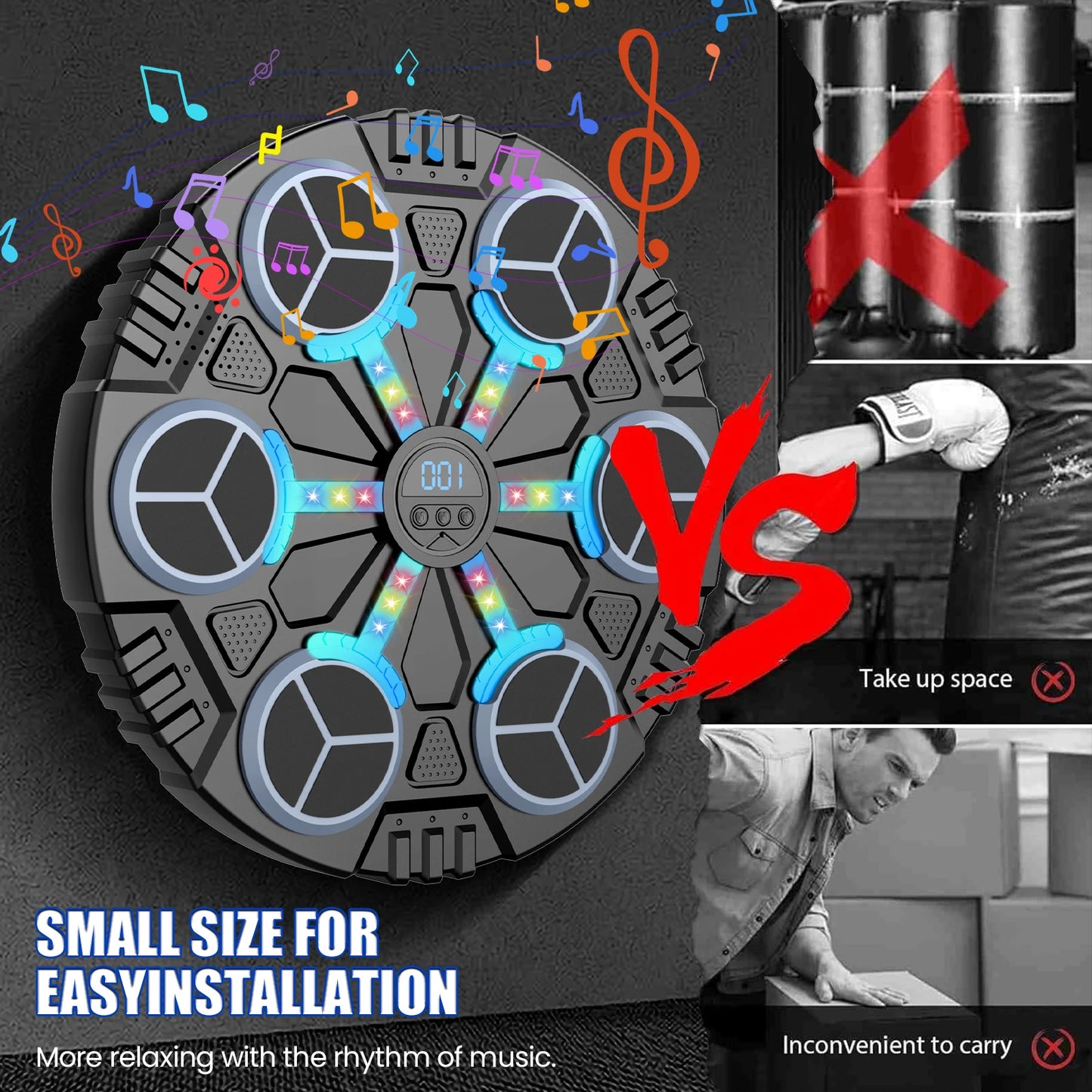 Bluetooth Connection Smart Music Boxing Machine Noise Reduction Wall Mounted Boxing Electronic Target 3 Speed Adjustment