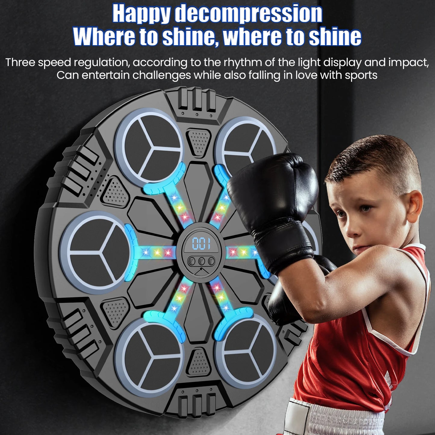 Bluetooth Connection Smart Music Boxing Machine Noise Reduction Wall Mounted Boxing Electronic Target 3 Speed Adjustment