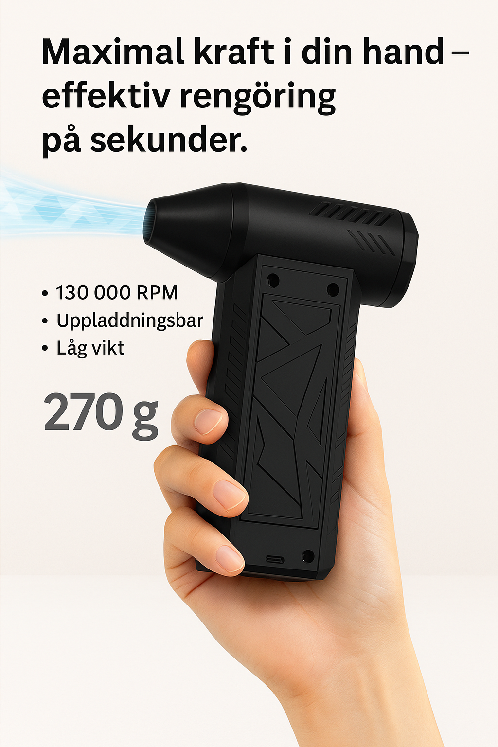 Mini Turbo Jet Fläkt - Kraftfull handhållen rengöring av hem & bil