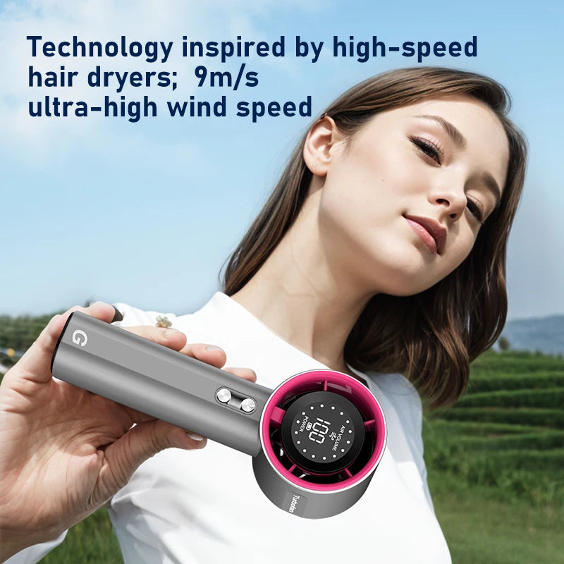 Factory Wholesale GS1 Customised Small Fan 100 High Speed Portable Table Fan LED Display  Portable Mini Fan Portable Handheld-2