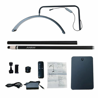 Andoer HD-M6X 36W Floor LED Video Light Half-moon Shaped Fill Light  3200K-5600K Dimmable with 180cm/ 70.9in Metal Light Stand