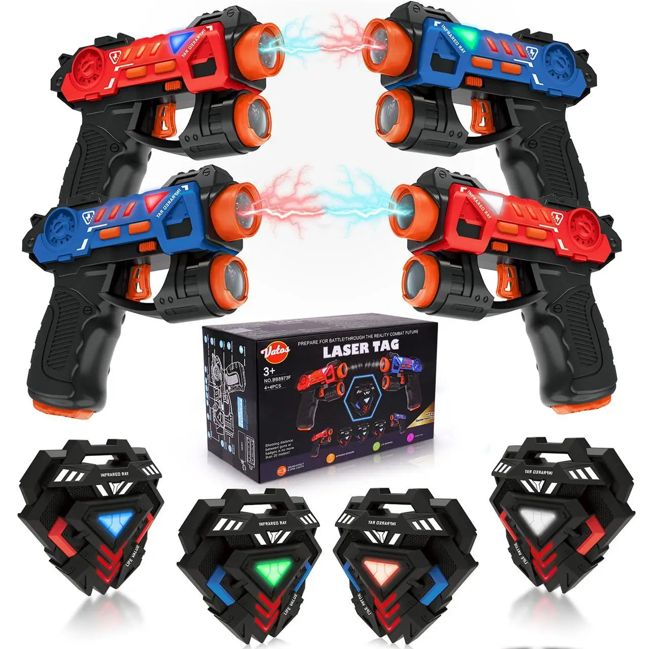 VATOS Laser Tag Set med 4 Västar | Lasertag spel för Barn & Familj