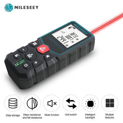 Mileseey Laser Distance Meter Electronic Roulette Laser Digital Tape Rangefinder Trena Metro Laser Range Finder  Measuring Tape