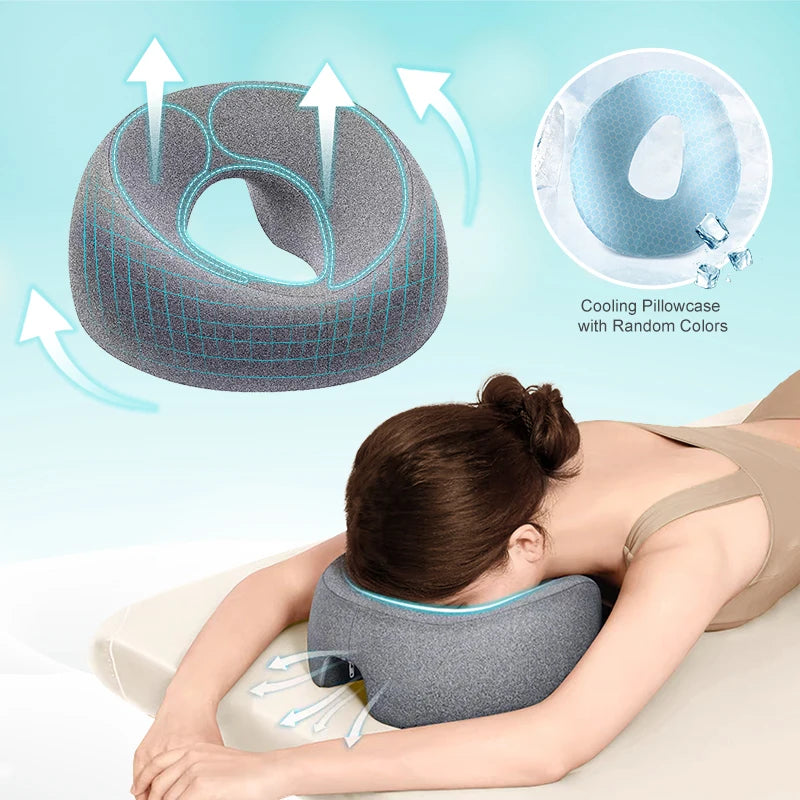 Ergonomisk ansiktskudde för magläge | Ventilerande massage- & salongskudde med kylande örngott