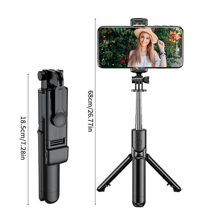 Trådlös Selfiepinne med Stativ, LED-Ljus & Bluetooth Fjärrkontroll – Perfekt för Foto & Video