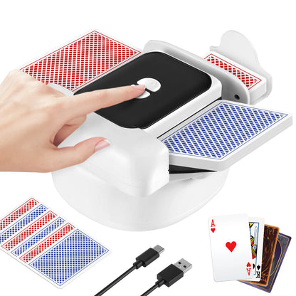 Kortblandare för 2 kortlekar – Uppladdningsbar automatisk för UNO & poker | Snabb, tystgående, jam-säker, kompakt & lätt