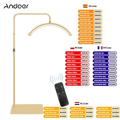 Andoer HD-M6X 36W Floor LED Video Light Half-moon Shaped Fill Light  3200K-5600K Dimmable with 180cm/ 70.9in Metal Light Stand