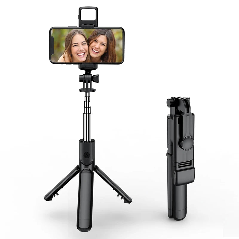 Trådlös Selfiepinne med Stativ, LED-Ljus & Bluetooth Fjärrkontroll – Perfekt för Foto & Video