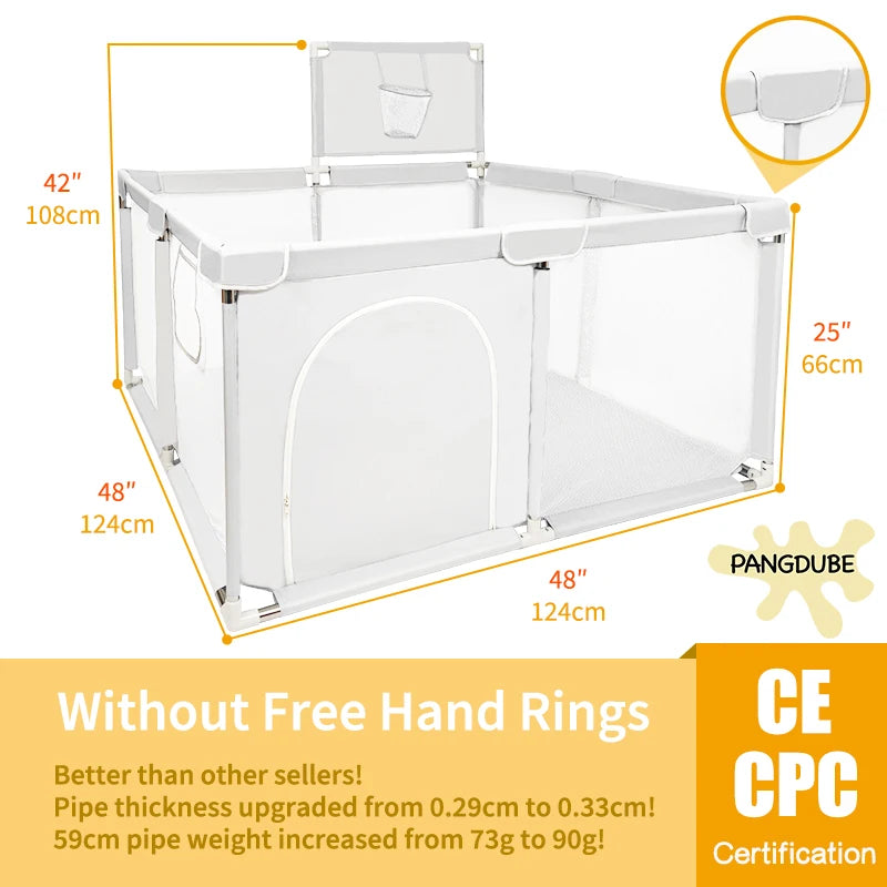 PANGDUBE lekhage för barn | Säker lekyta & bollhav för inomhusbruk - Passar barn 6 månader till 6 år