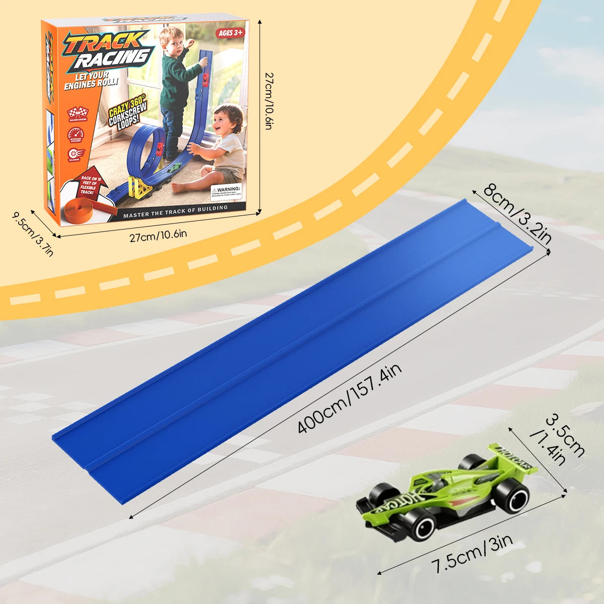 Racerbana med byggbar aluminium-leksaksbil | Pull-back racing med gravitationsramp – Pedagogisk leksak för pojkar & flickor