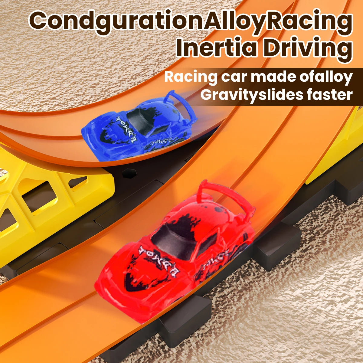 Racerbana med byggbar aluminium-leksaksbil | Pull-back racing med gravitationsramp – Pedagogisk leksak för pojkar & flickor