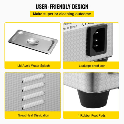 SucceBuy 800ml Ultrasonic Cleaner Portable Washing Machine 35W Mini Dishwasher Lave-Dishes Ultrasound Bath for Home Appliance