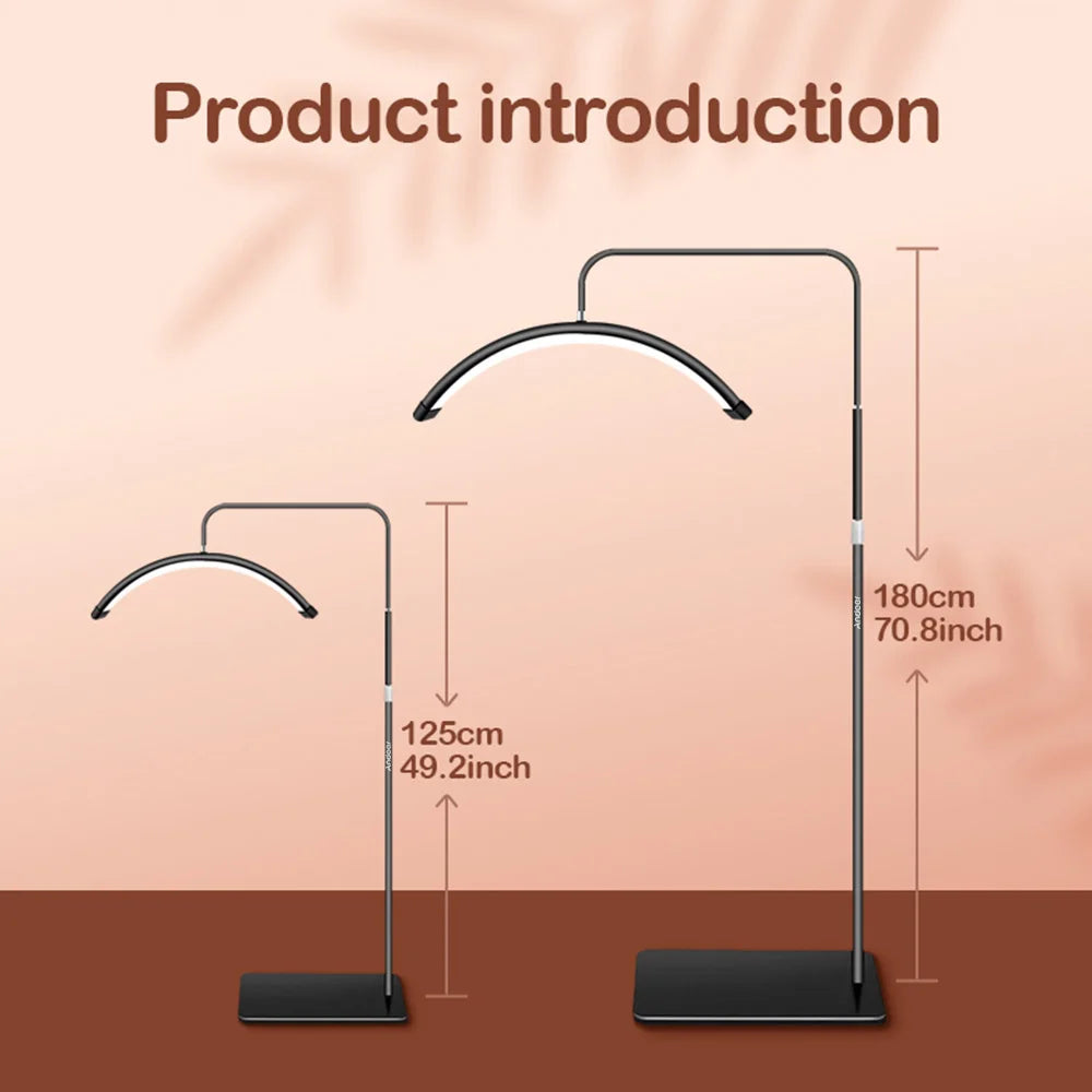 Andoer HD-M6X 36W Floor LED Video Light Half-moon Shaped Fill Light  3200K-5600K Dimmable with 180cm/ 70.9in Metal Light Stand