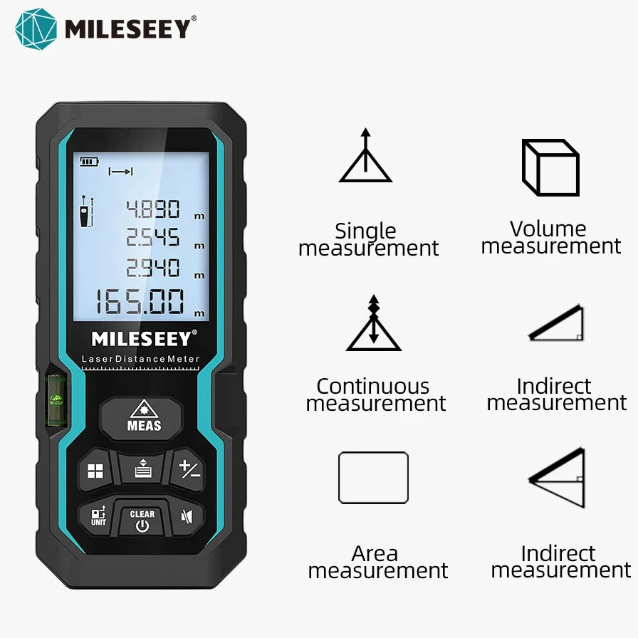 Mileseey Laser Distance Meter Electronic Roulette Laser Digital Tape Rangefinder Trena Metro Laser Range Finder  Measuring Tape