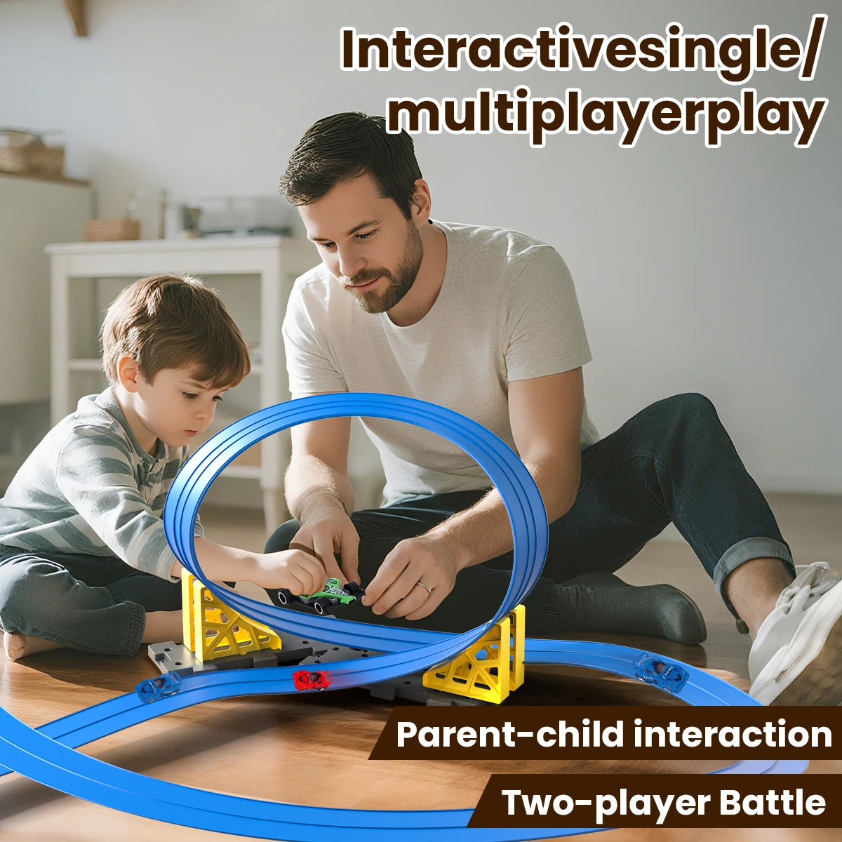 Racerbana med byggbar aluminium-leksaksbil | Pull-back racing med gravitationsramp – Pedagogisk leksak för pojkar & flickor