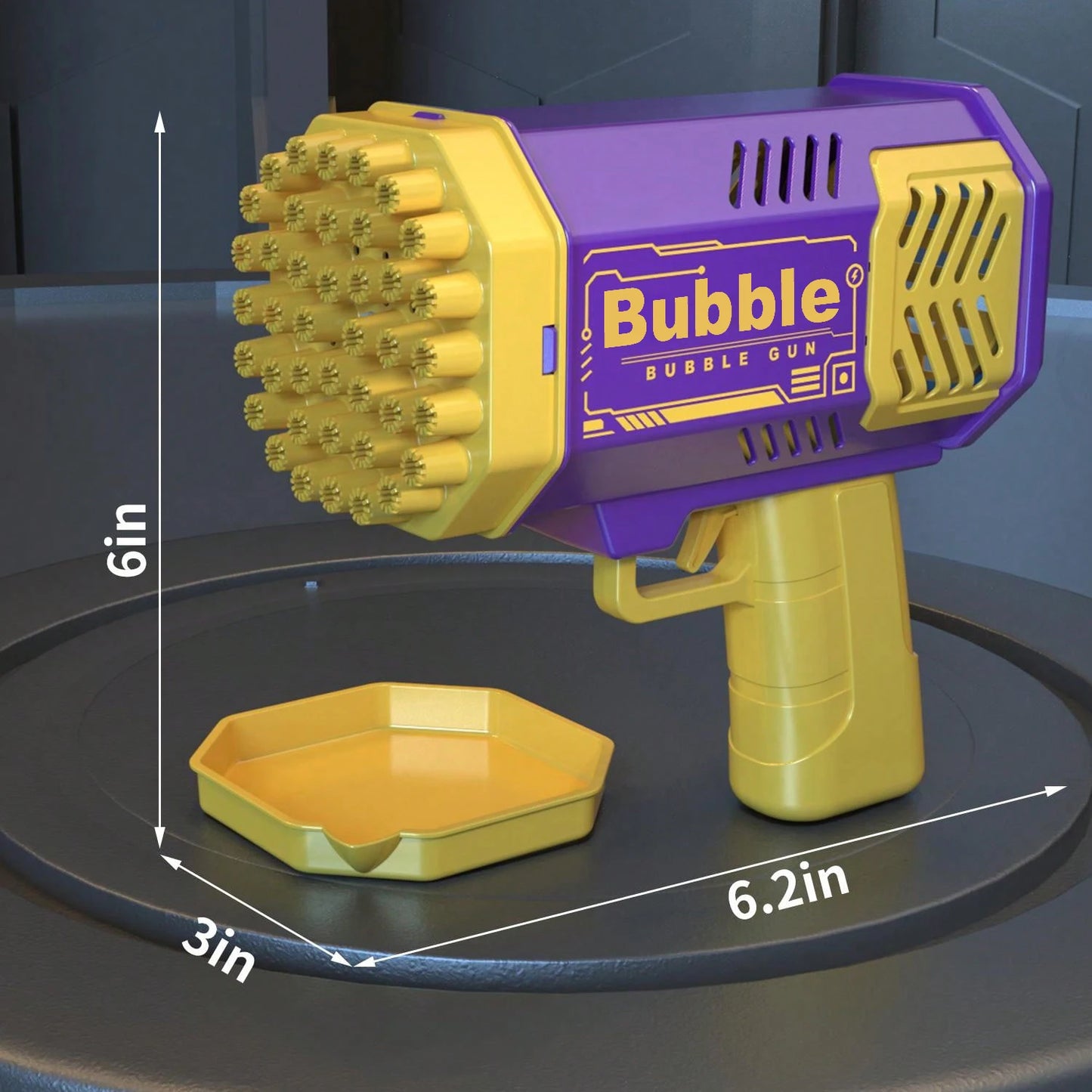 Helautomatisk bubbelmaskin med 40 hål | Bubbelblåsare med ljus för utomhusbruk – Levereras utan batteri och såpvatten