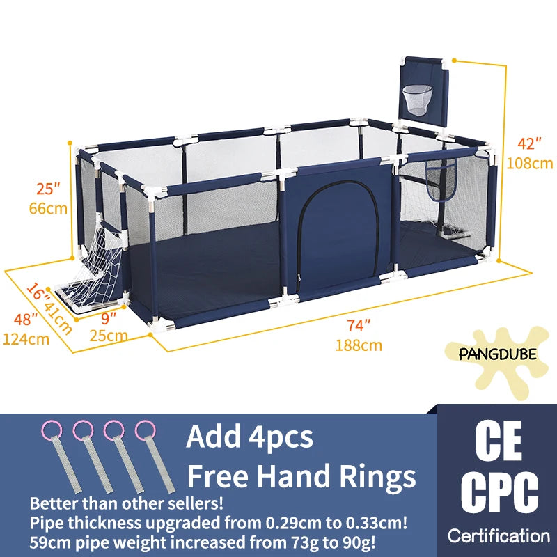 PANGDUBE lekhage för barn | Säker lekyta & bollhav för inomhusbruk - Passar barn 6 månader till 6 år