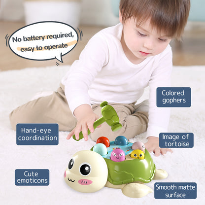 Interaktivt sköldpaddsspel med hammare | Pedagogisk bordsleksak för hand–öga-koordination – Multiplayer med 2 hammare