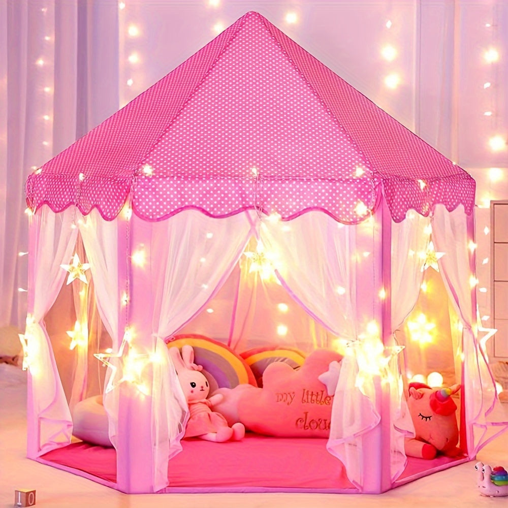Förtrollande prinsesslekhus med stjärnljus |  Hopfällbart & portabelt